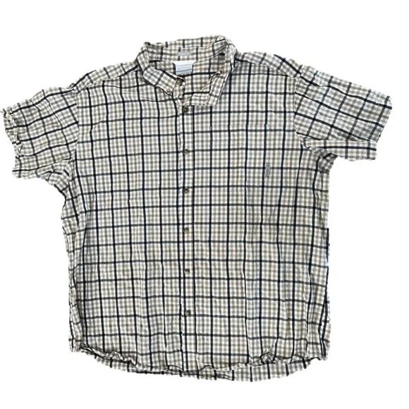 NWOT Columbia Men’s Brown and Black Short Sleeve Button Down Shirt Size XXL - Picture 1 of 13